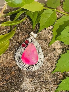 Solar Agate Garnet 925 Sterling Silver Pendant